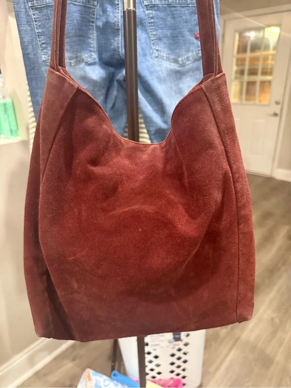 Burgundy Suede ITALIAN LEATHER  Shoulder Bag